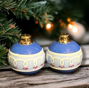 Pair Holiday Ball Salt and Pepper Shakers.